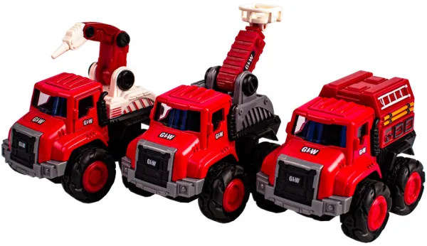 Brandbilar i metall med tröghet 3 sorterade.
