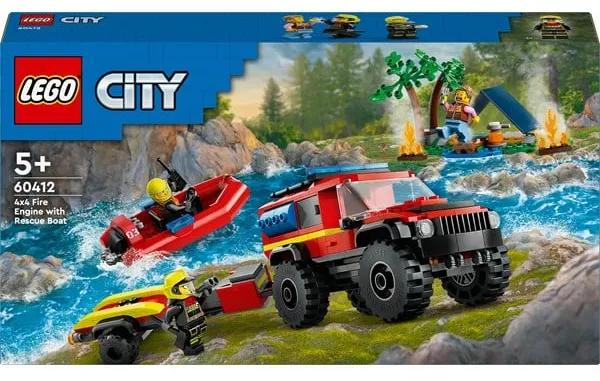 LEGO City 60412 4x4 brandbil med räddningsbåt